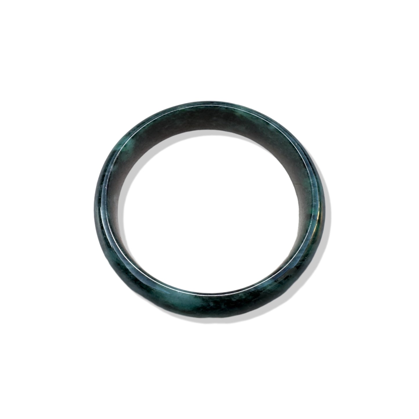 Abundance Bangle with Rare Antique Hua Qing Jade 花青玉