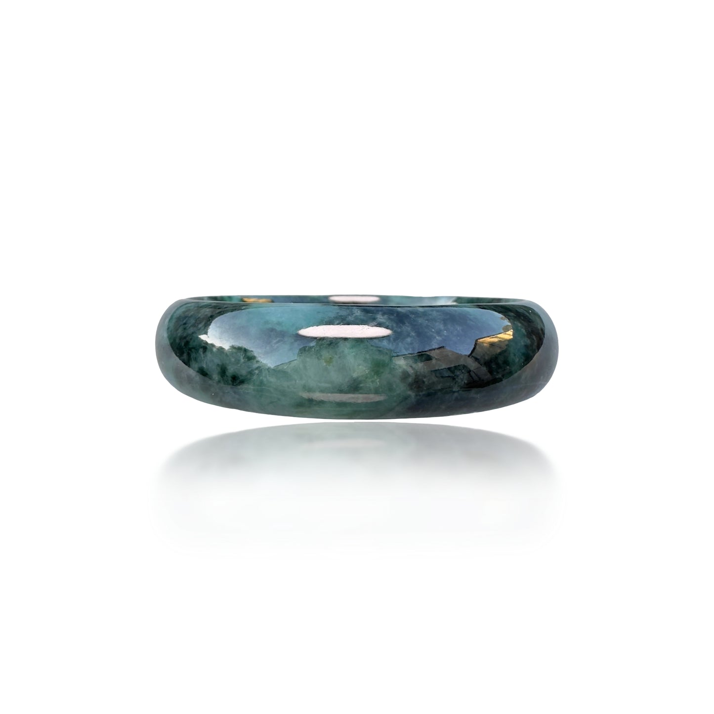 Abundance Bangle with Rare Antique Hua Qing Jade 花青玉
