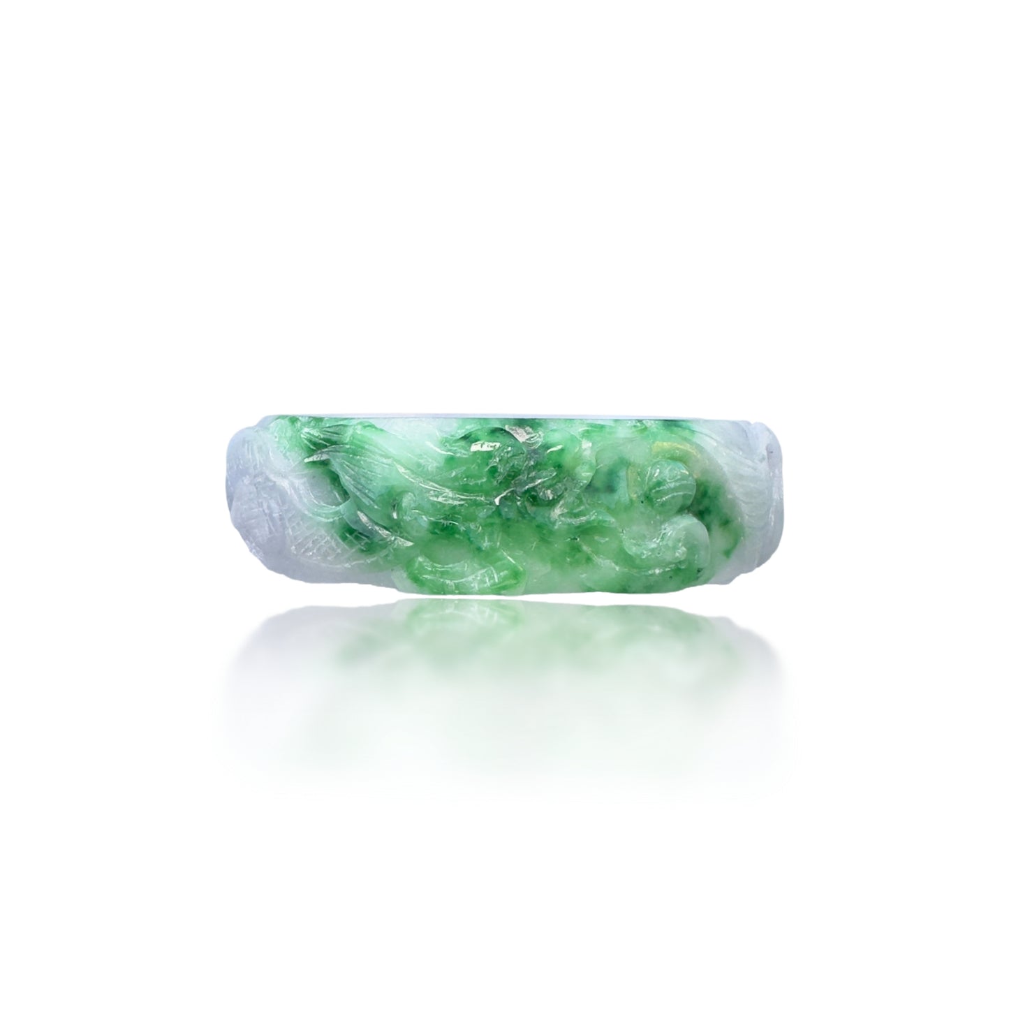 Abundance Bangle with Burma Jade Dragon and Phoenix Carving