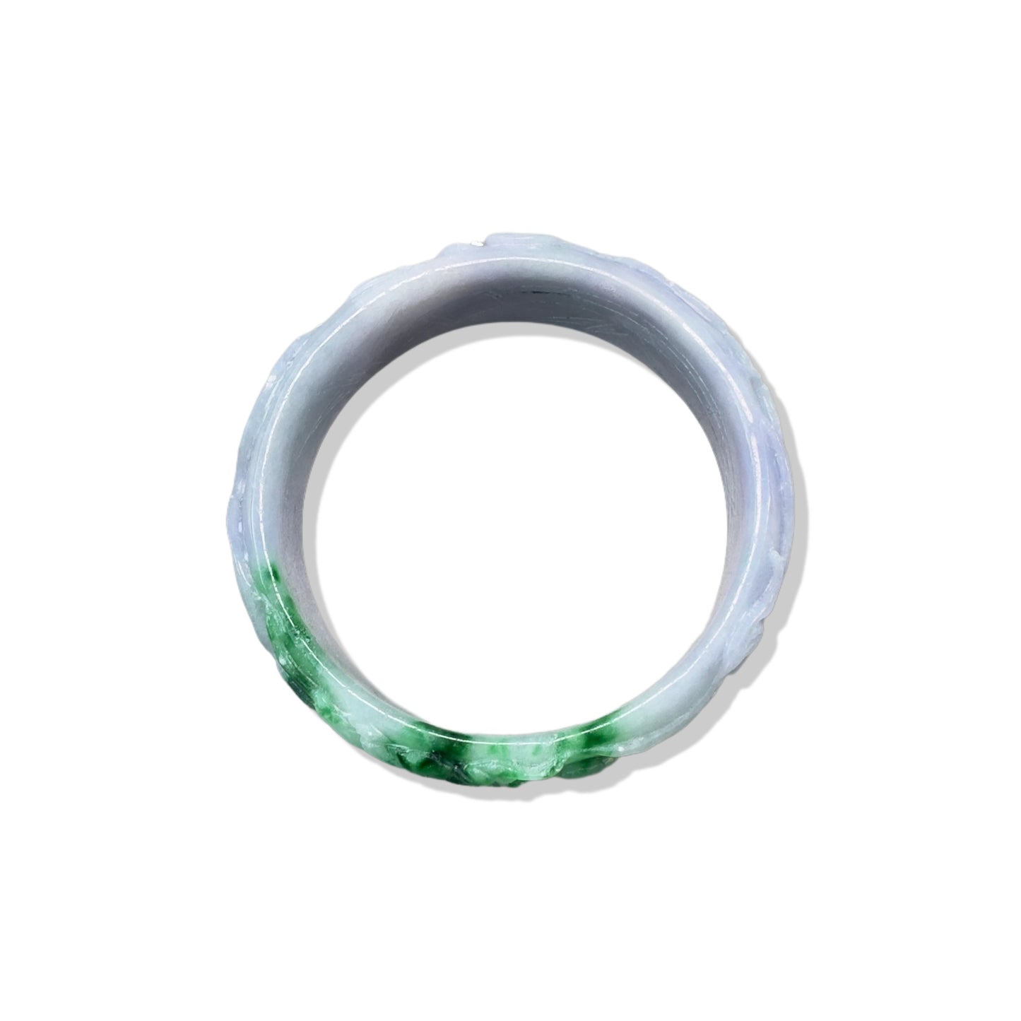 Abundance Bangle with Burma Jade Dragon and Phoenix Carving