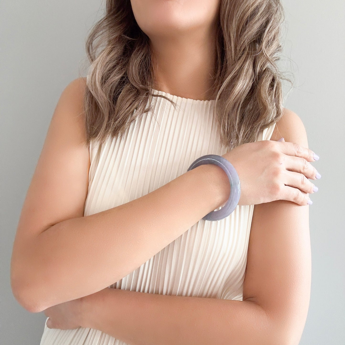 Abundance Bangle with Lavender Burma Jade