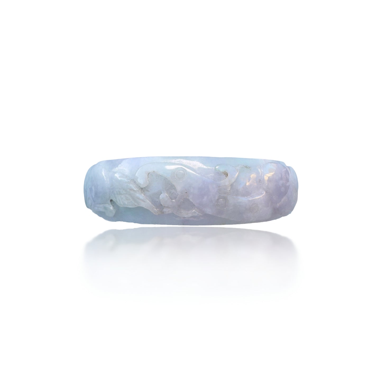 Abundance Bangle with Burma Jade Money, Sea Waves and Ruyi Carving