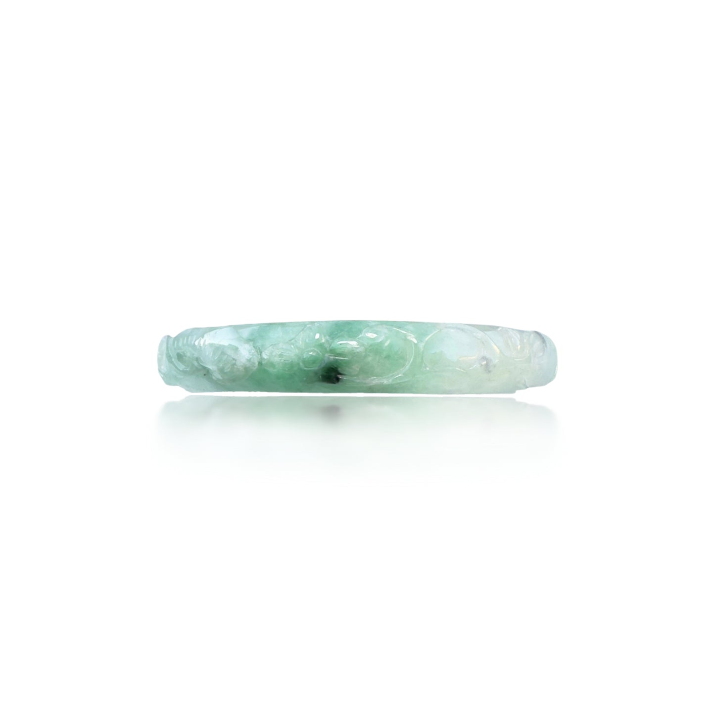 Abundance Bangle with Green Burma Jade Dragon and Ruyi Carving