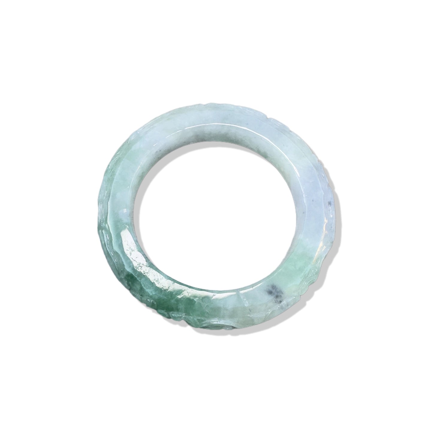 Abundance Bangle with Green Burma Jade Dragon and Ruyi Carving