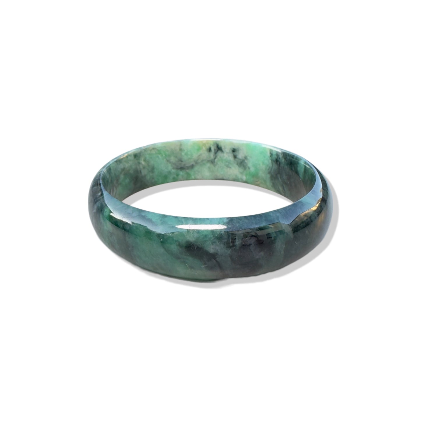 Abundance Bangle with Antique Hua Qing Jade 花青玉