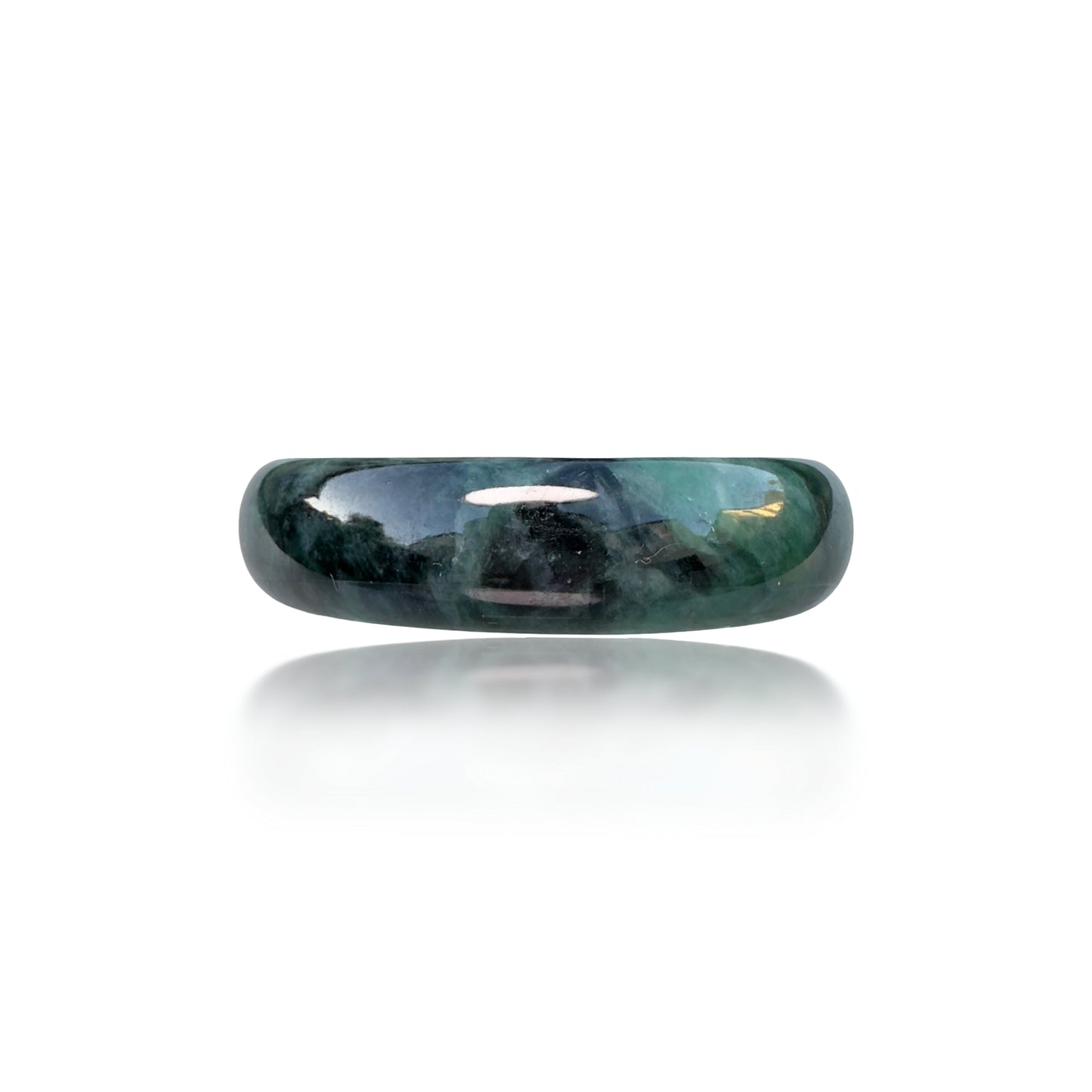 Abundance Bangle with Antique Hua Qing Jade 花青玉