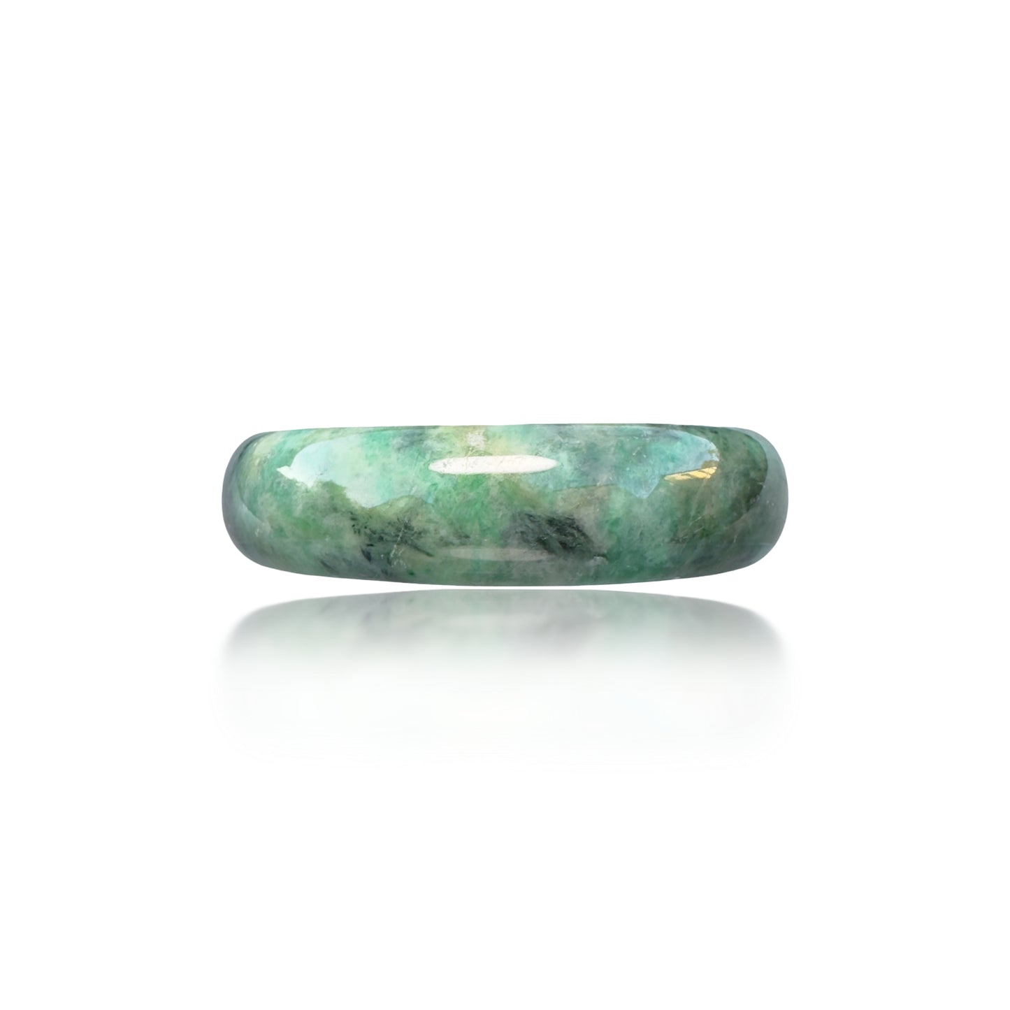 Abundance Bangle with Antique Hua Qing Jade 花青玉