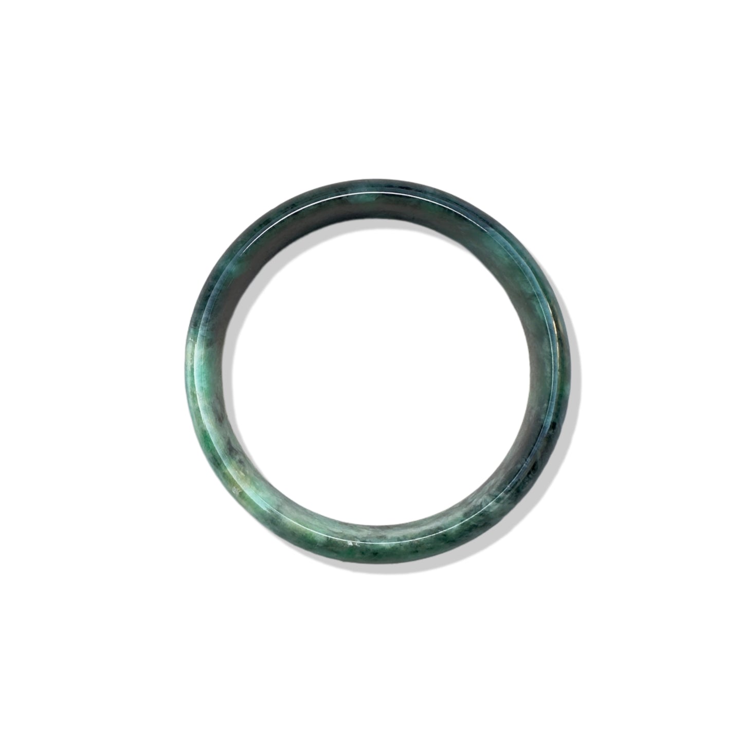 Abundance Bangle with Antique Hua Qing Jade 花青玉