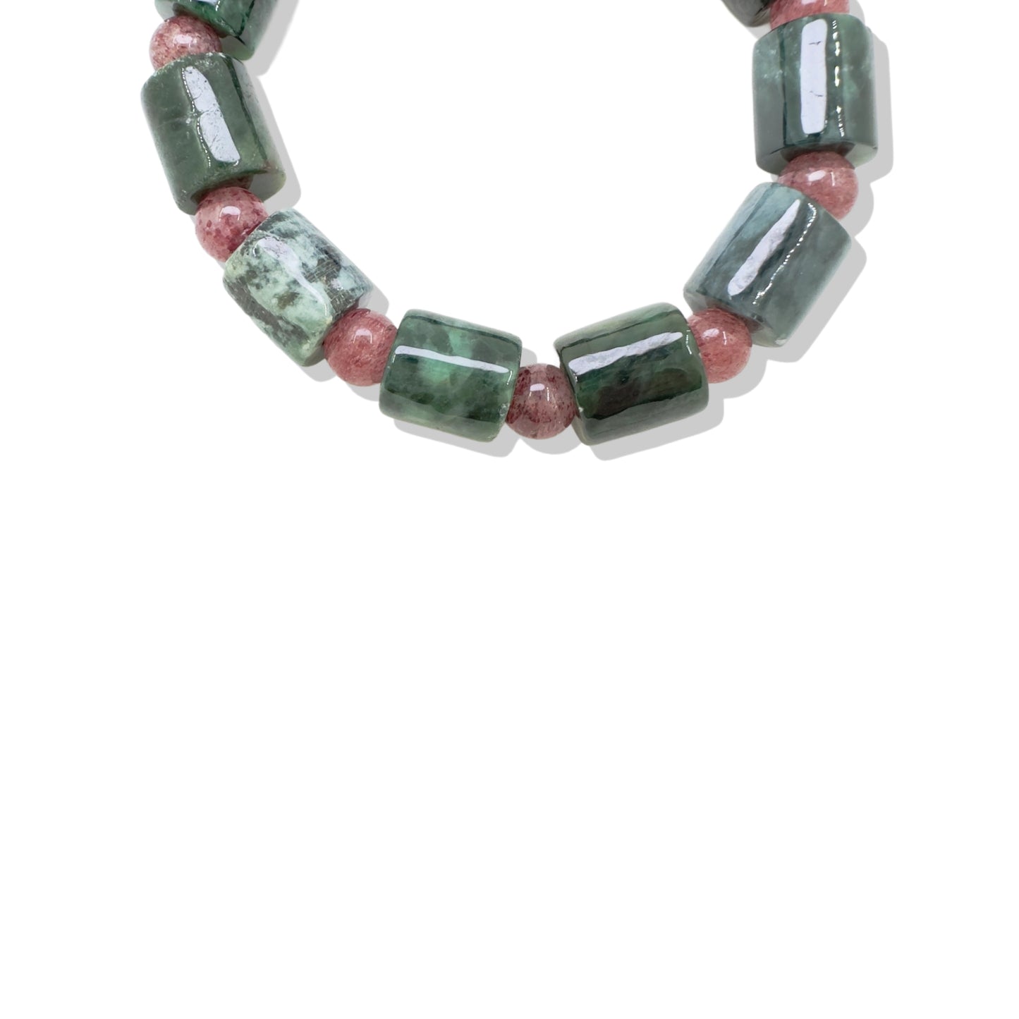 Abundance Bracelet with Green Antique Jade and Strawberry Quartz