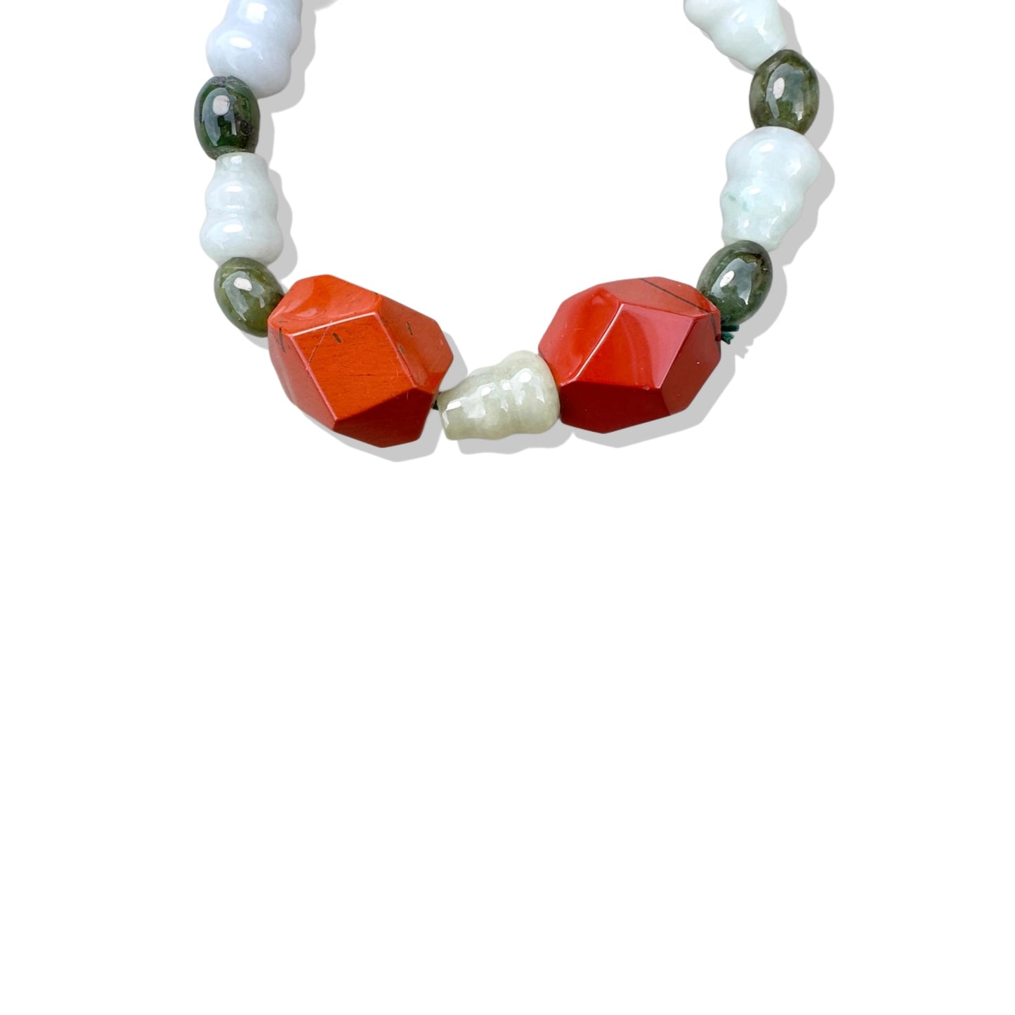 Abundance Bracelet with Green Burma Jade and Red Jasper
