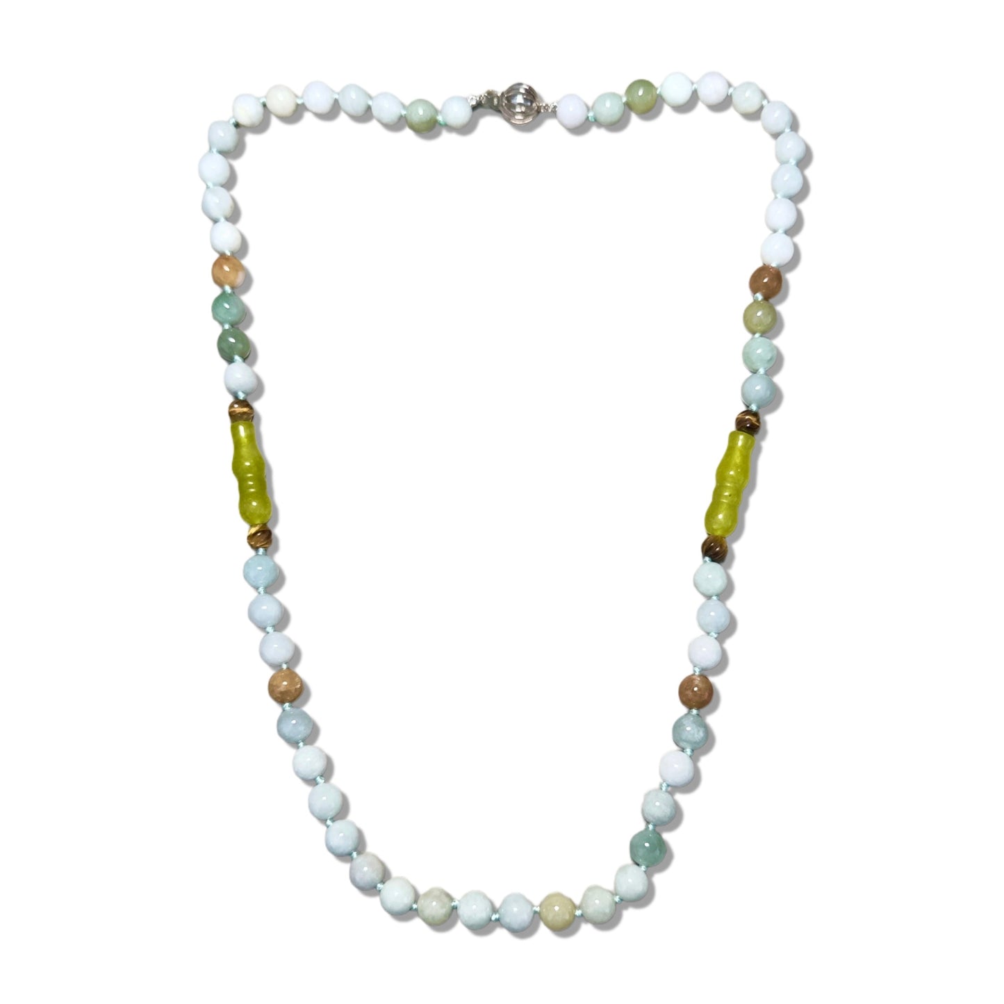 Abundance Necklace with Burma Jade and Yellow Jade Gourd Carving