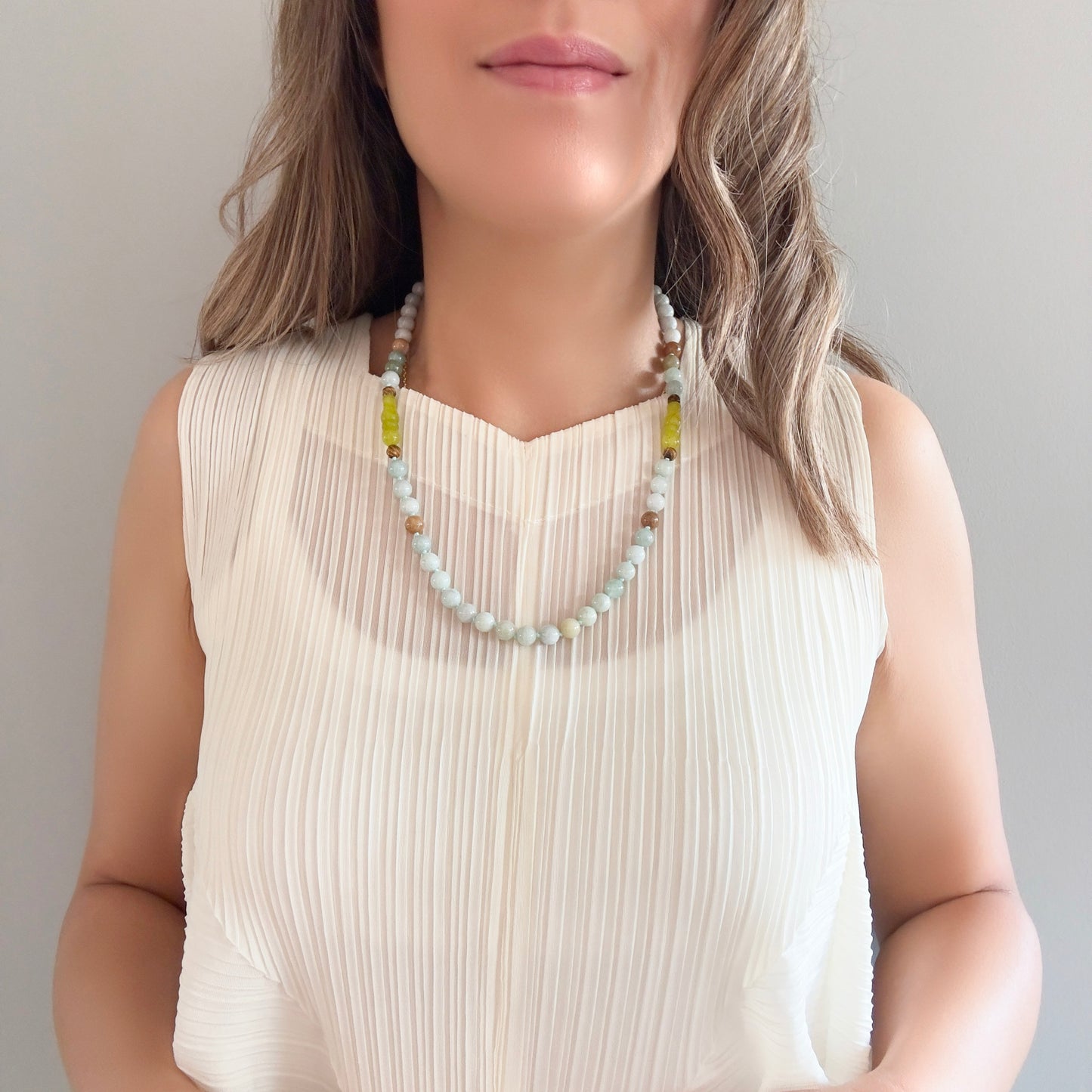 Abundance Necklace with Burma Jade and Yellow Jade Gourd Carving