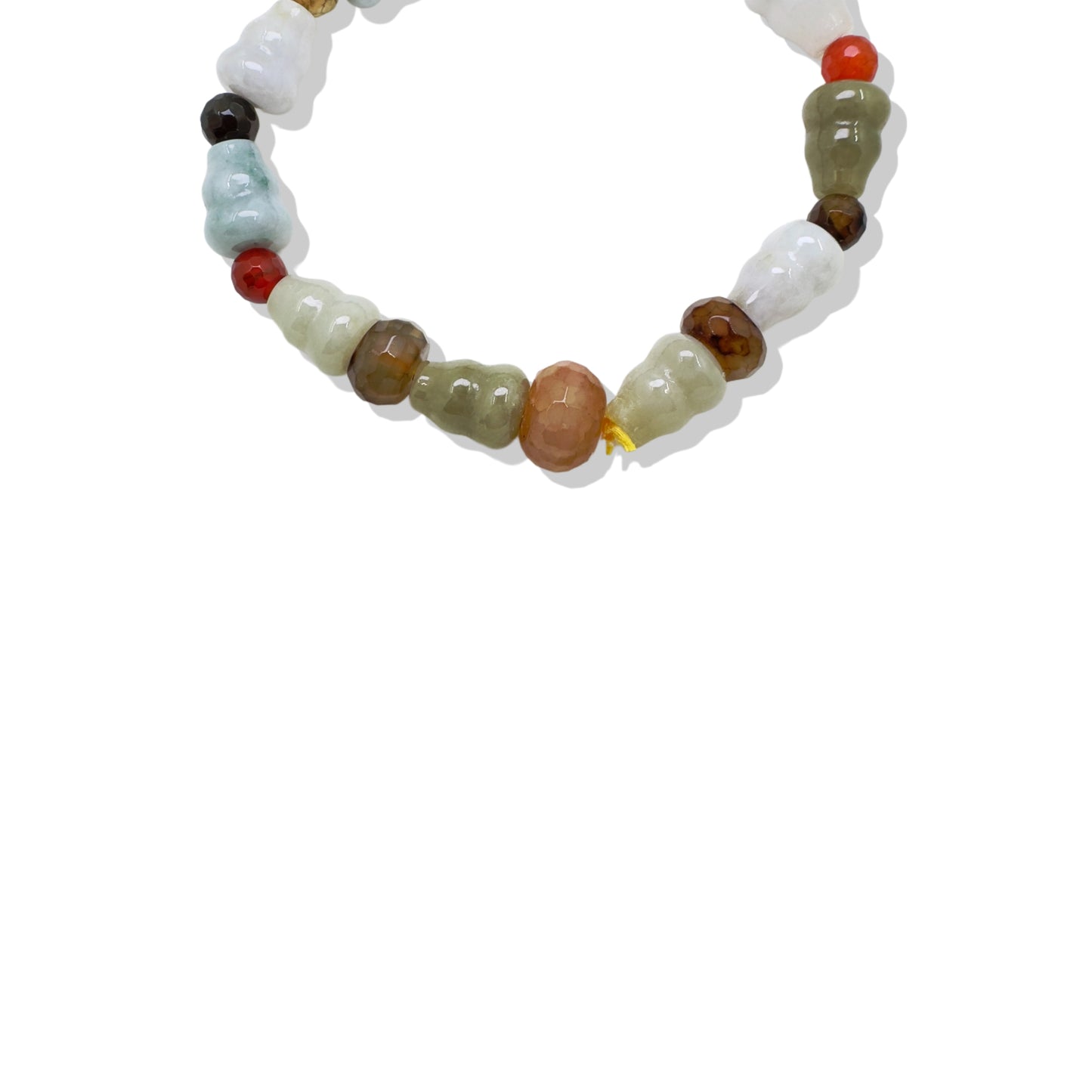 Abundance Bracelet with Burma Jade Gourd ,Multi Color Agate