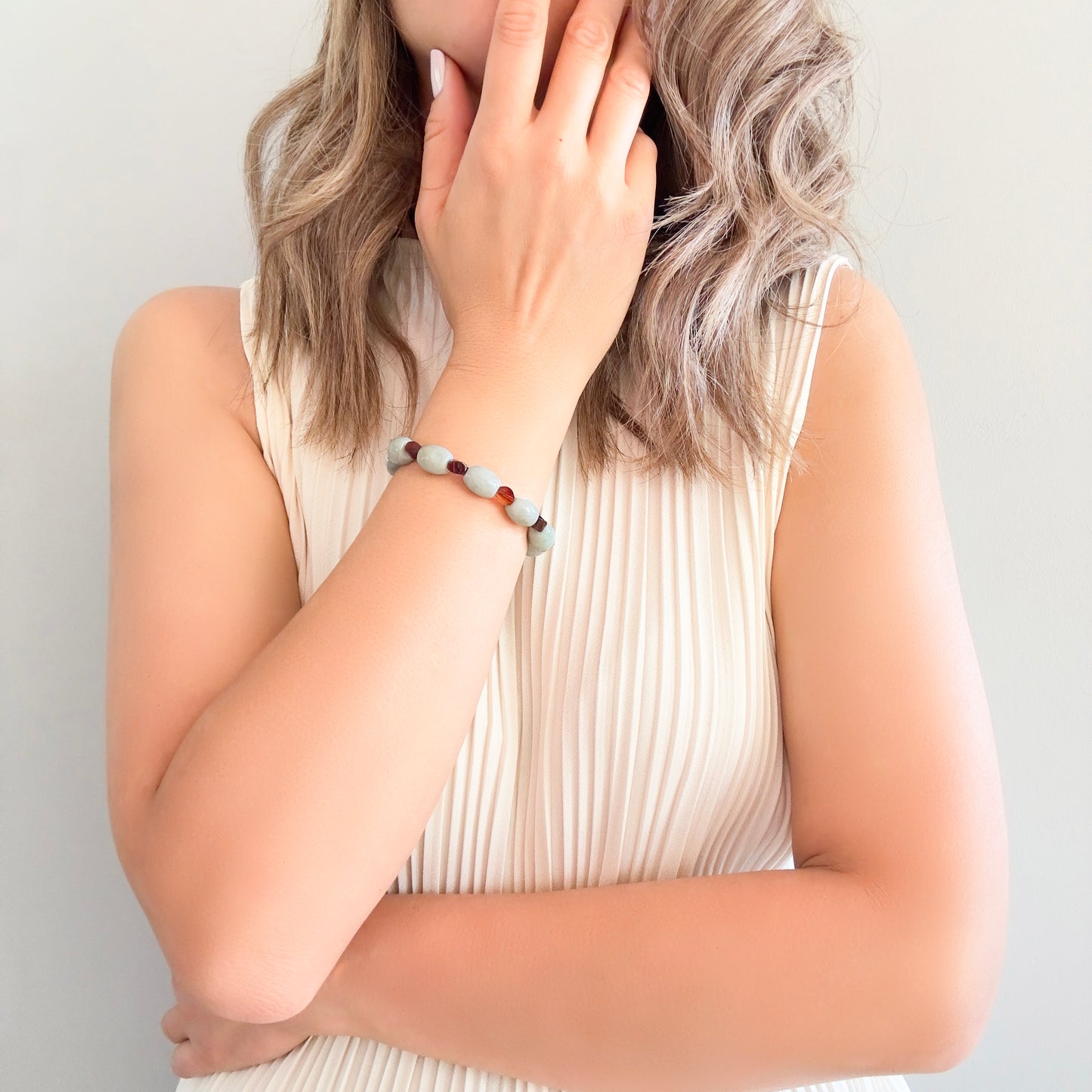 Abundance Bracelet with Burma Jade Gourd, Multi Color Agate