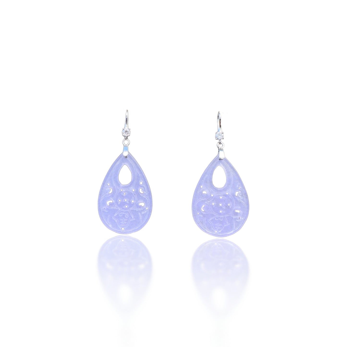 Abundance Earrings with Lavender Jade Carving