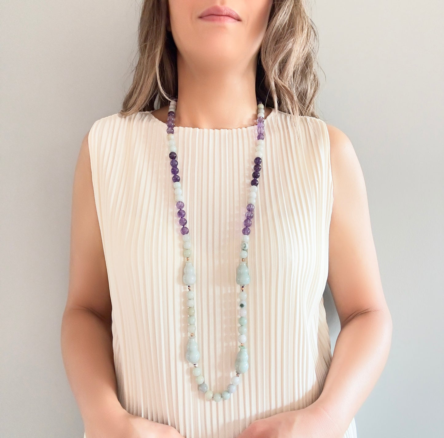 Abundance Necklace with Amethyst and Green Burma Jade