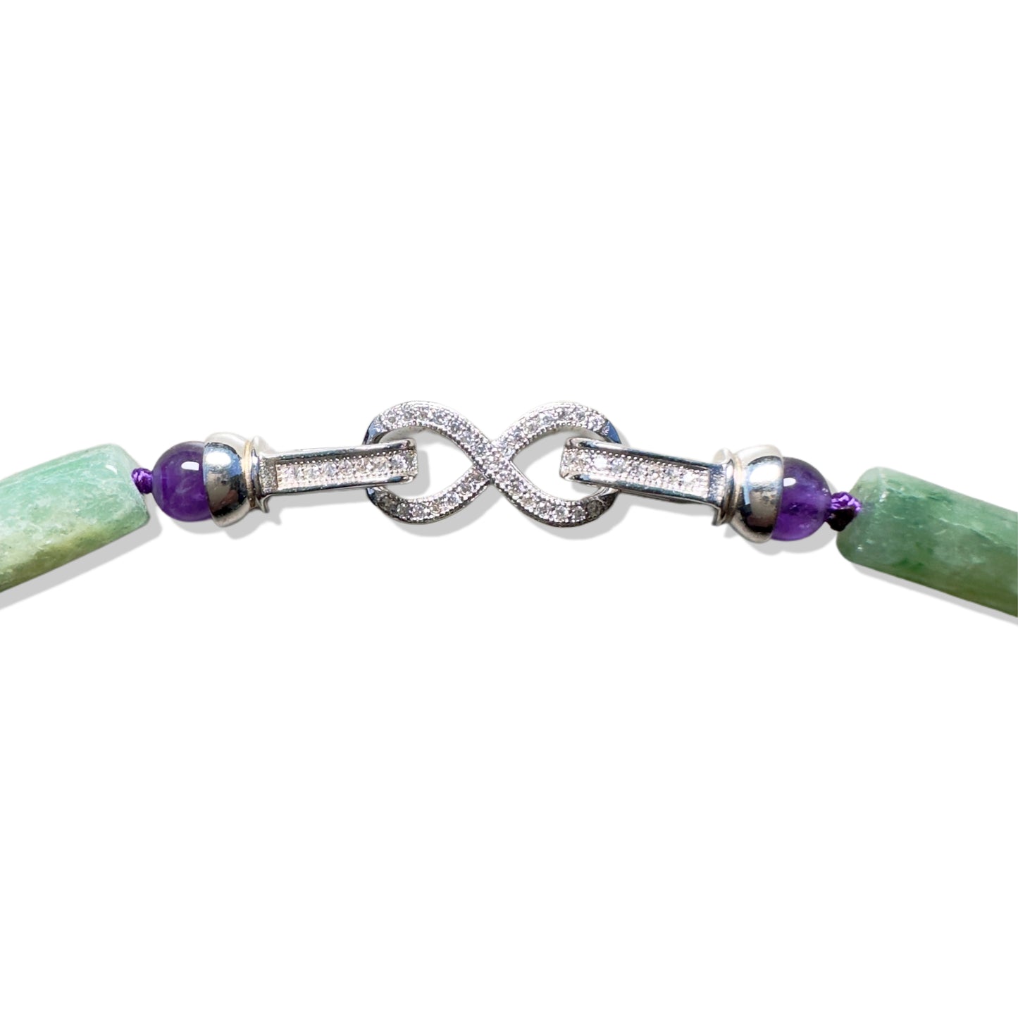 Abundance Necklace with Amethyst and Green Burma Jade Qilin (麒麟) Pendant