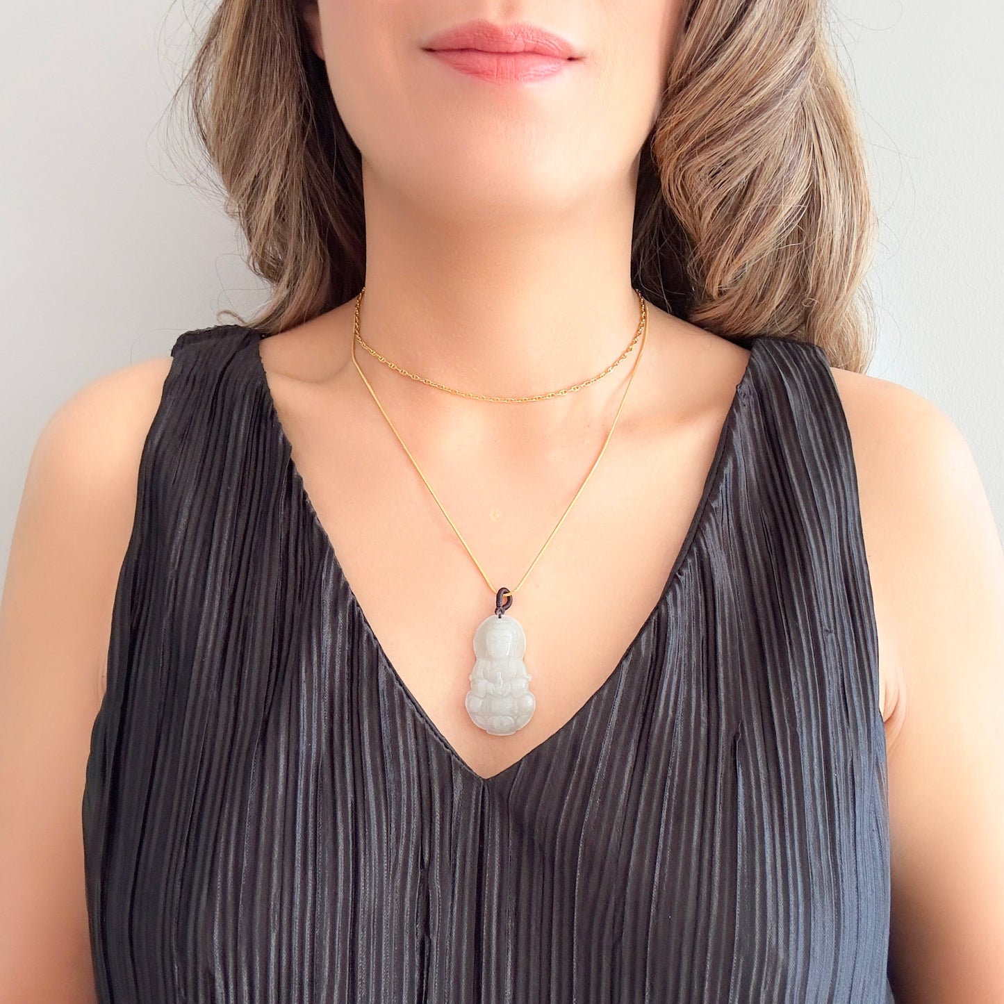 Abundance pendant with Grade A Burma Jade Guanyin Carving