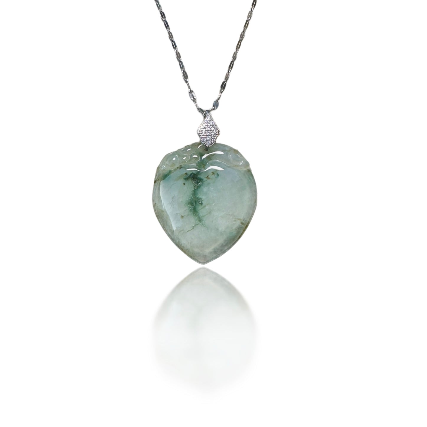 Abundance Pendant with Grade A Burma Jade Peach Carving