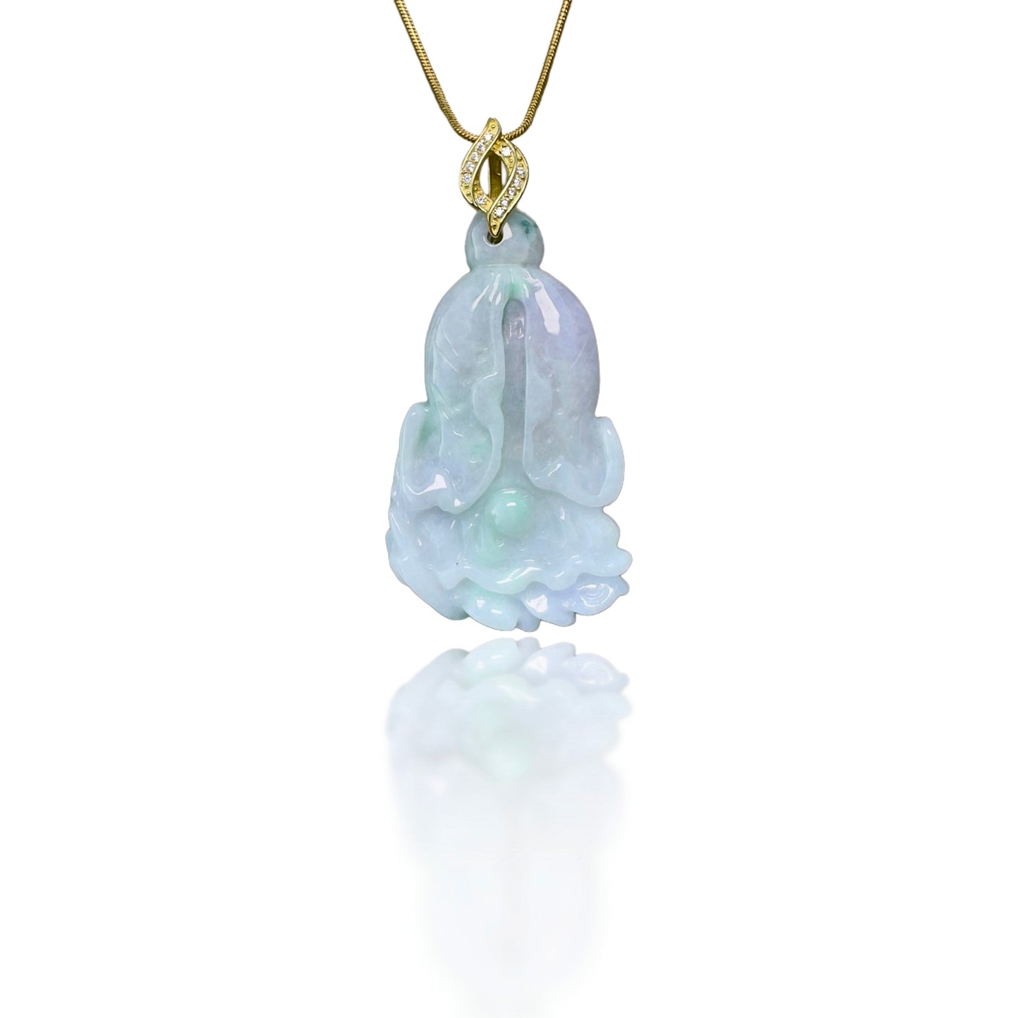 Abundance pendant with Grade A Burma Jade Chinese Cabbage Carving