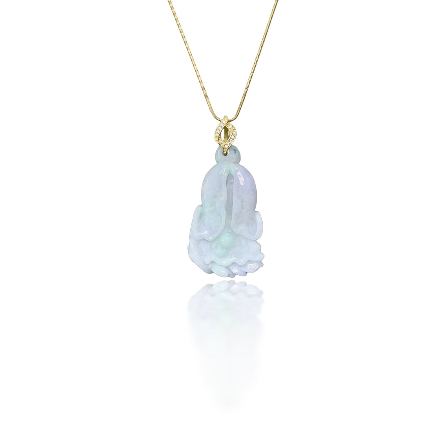 Abundance pendant with Grade A Burma Jade Chinese Cabbage Carving