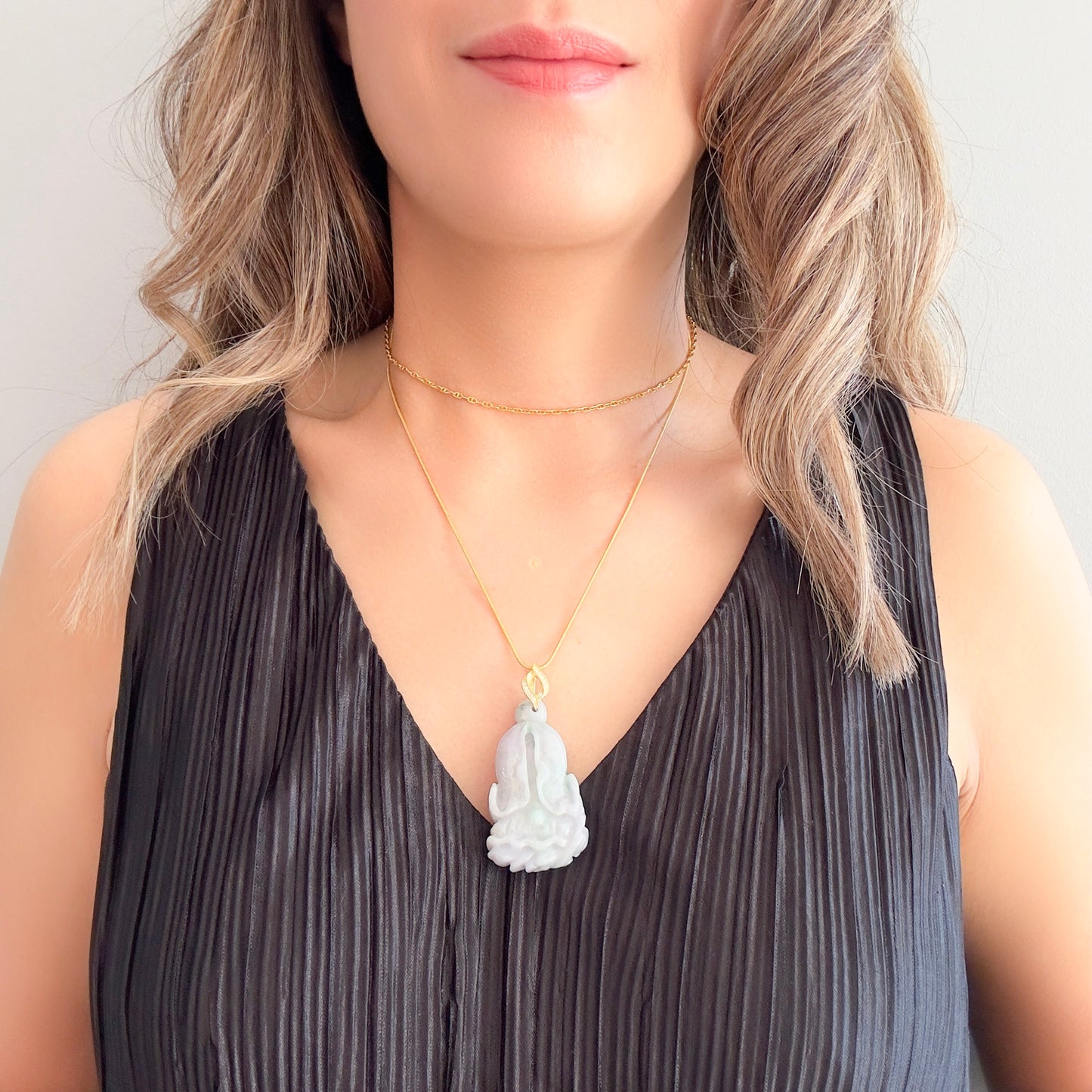 Abundance pendant with Grade A Burma Jade Chinese Cabbage Carving