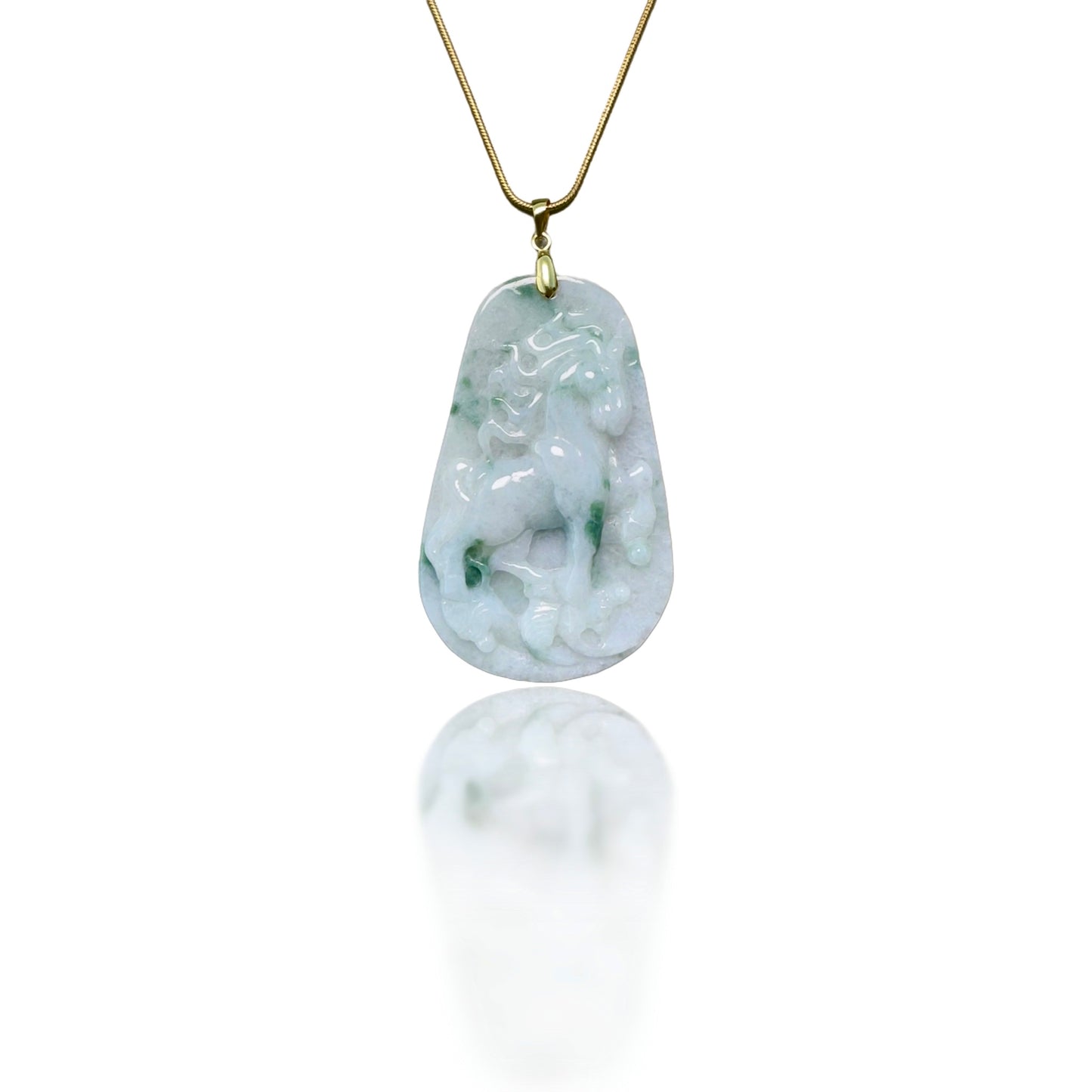 Abundance pendant with Grade A Burma Jade Horse Carving