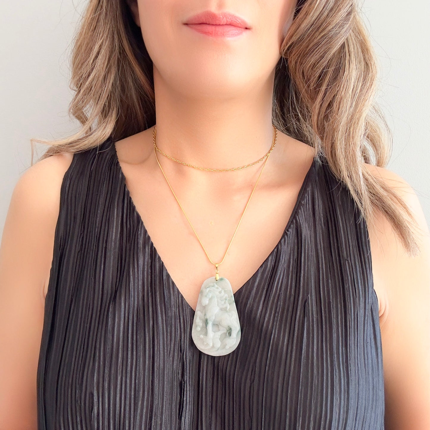Abundance pendant with Grade A Burma Jade Horse Carving