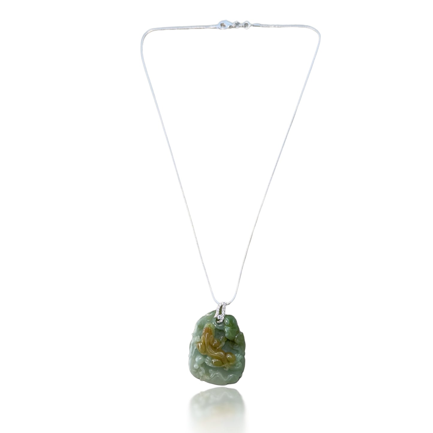 Abundance pendant with Grade A Burma Jade Lizard and Ruyi carving