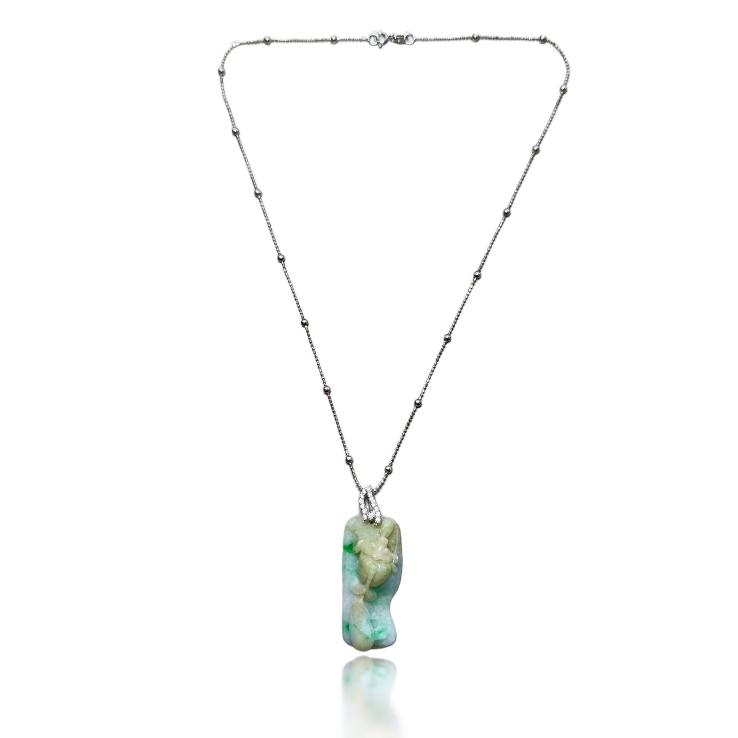 Abundance Pendant with Grade A Burma Jade Goldfish Carving