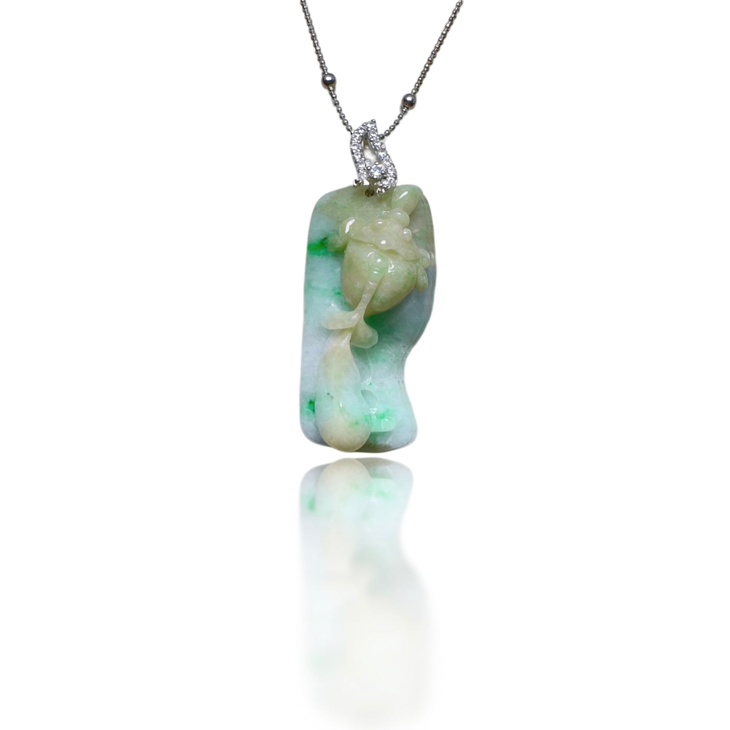 Abundance Pendant with Grade A Burma Jade Goldfish Carving