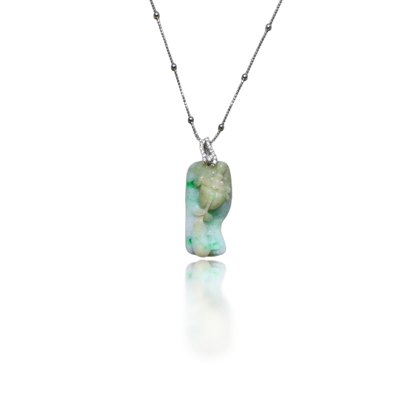 Abundance Pendant with Grade A Burma Jade Goldfish Carving