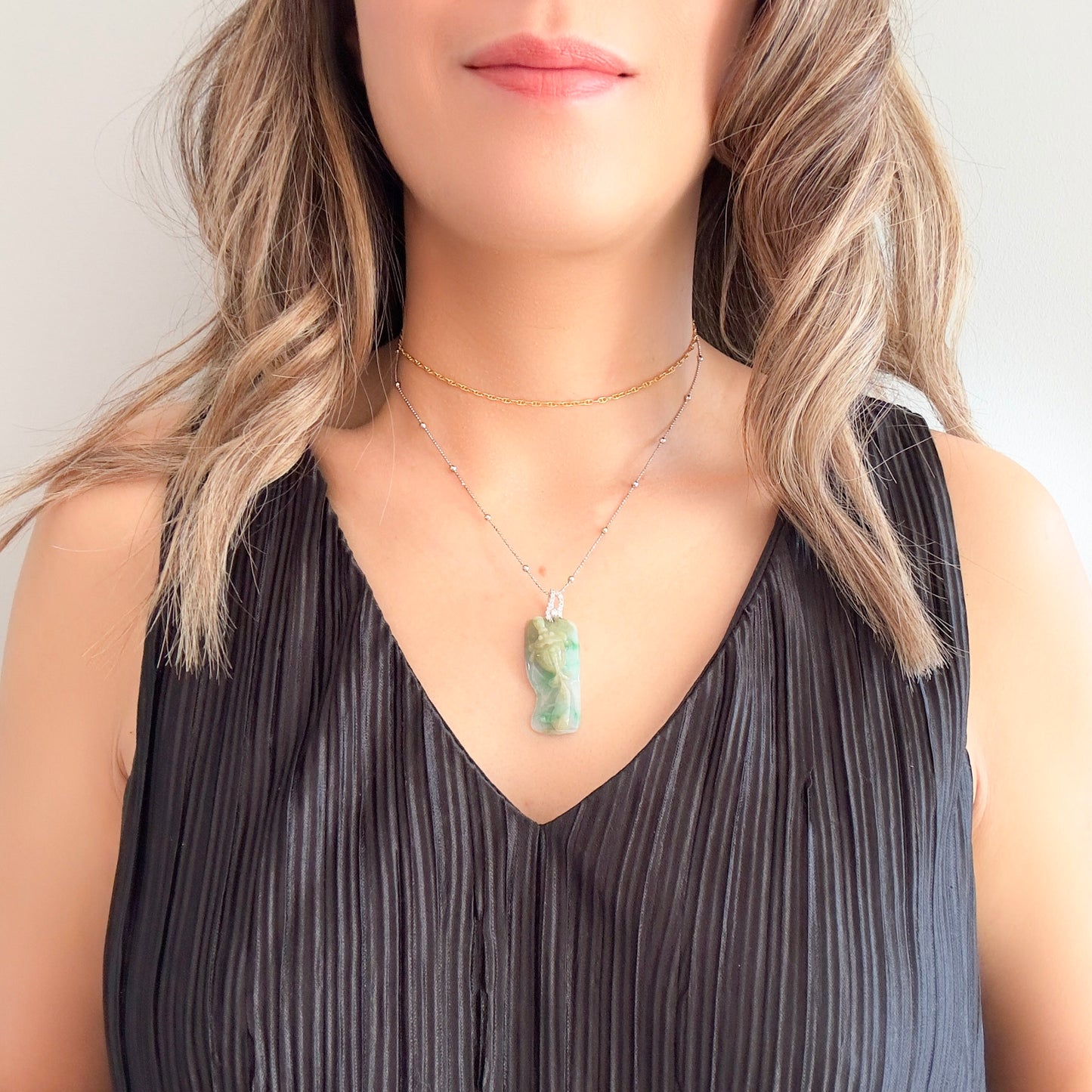 Abundance Pendant with Grade A Burma Jade Goldfish Carving