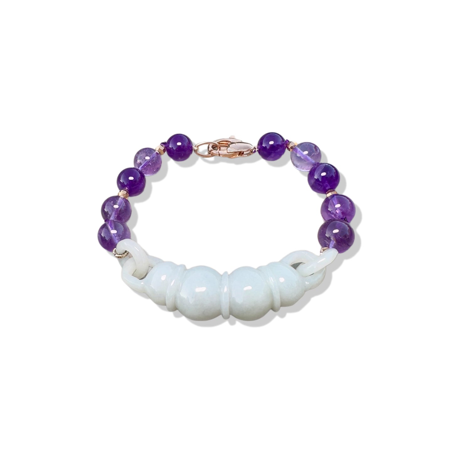 Calming Bangle with Amethyst and Burma Green Jade Carving