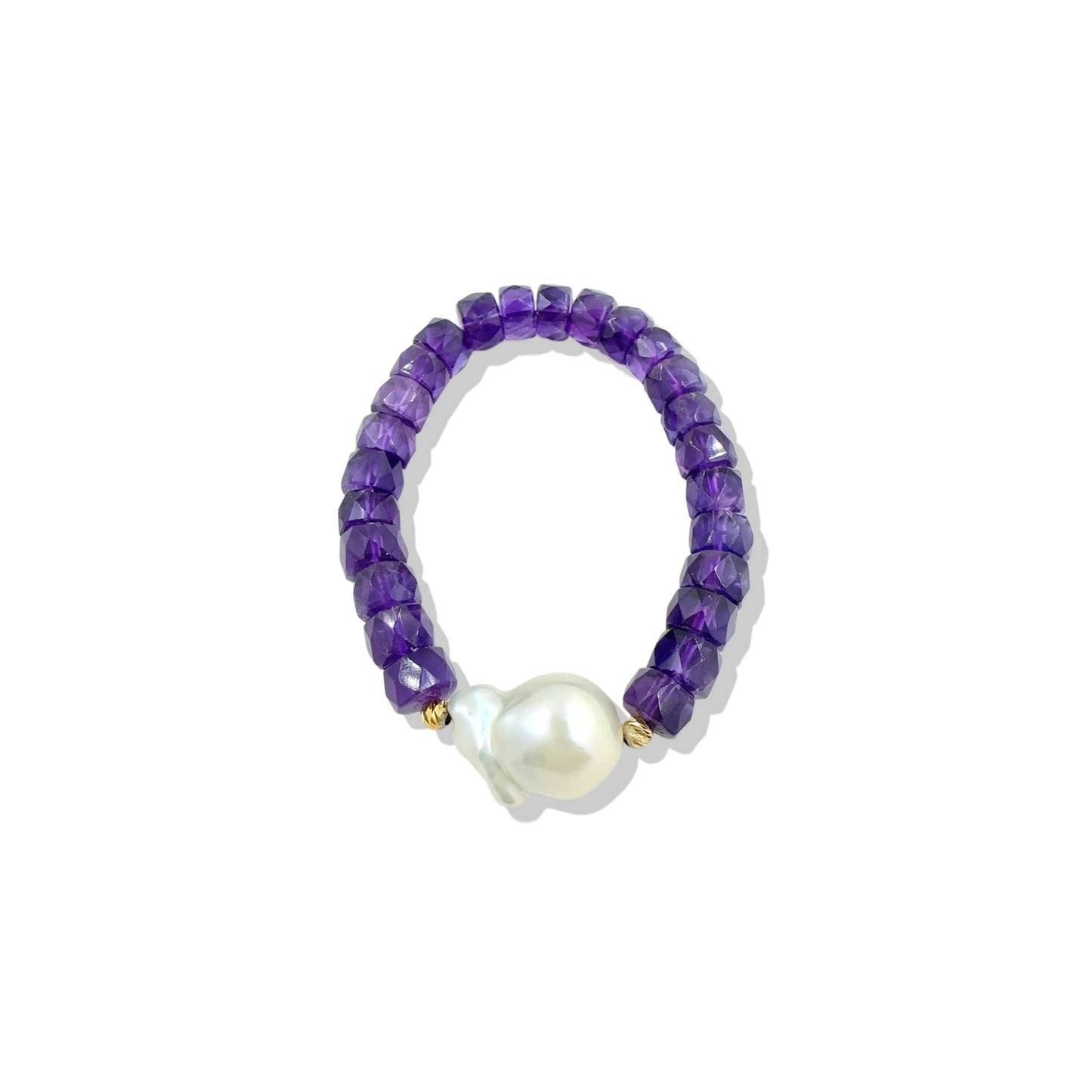 Calming Bracelet with Amethyst and Freshwater Baroque pearl