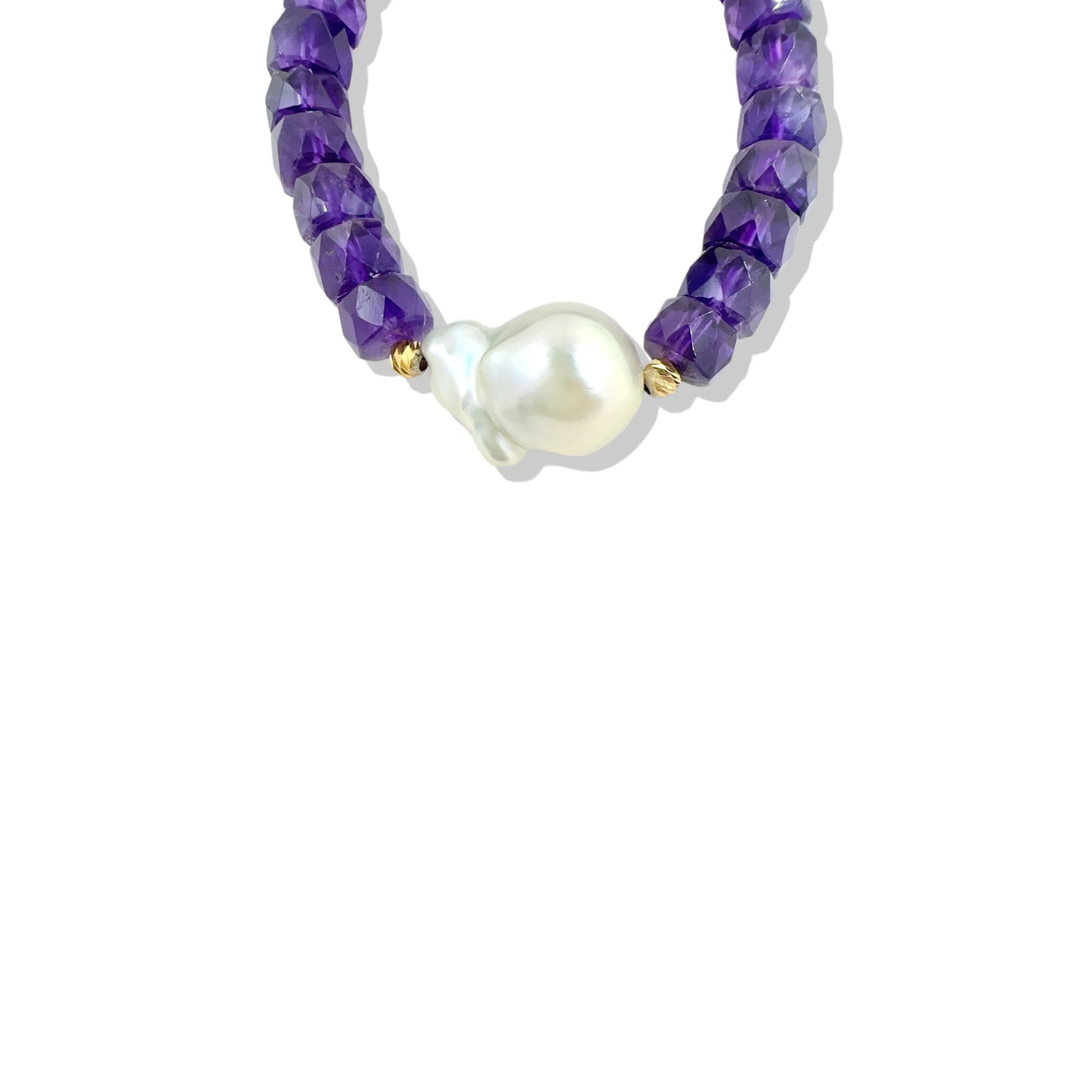 Calming Bracelet with Amethyst and Freshwater Baroque pearl