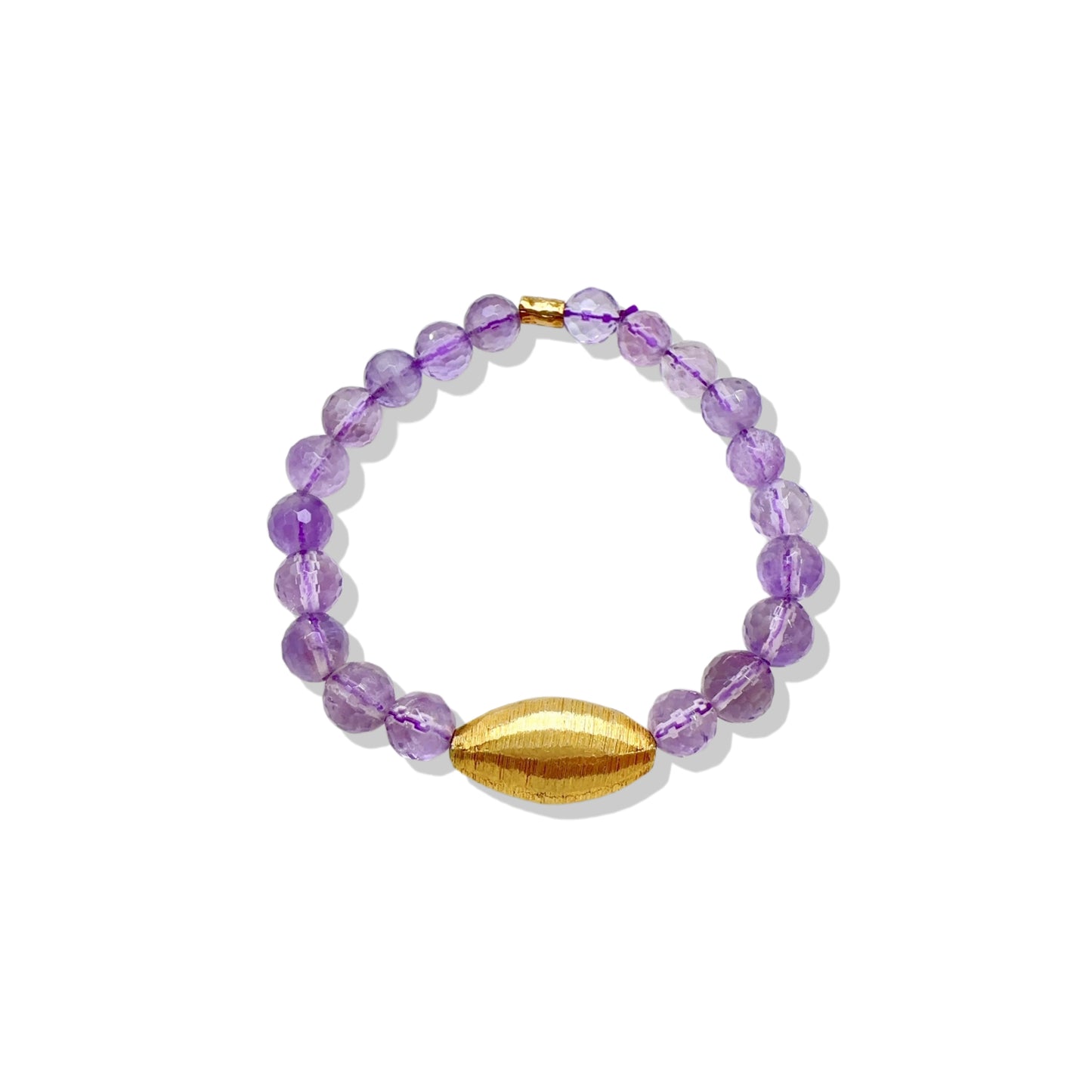 Calming Bracelet with Lavender Amethyst and Yellow Gold Bead