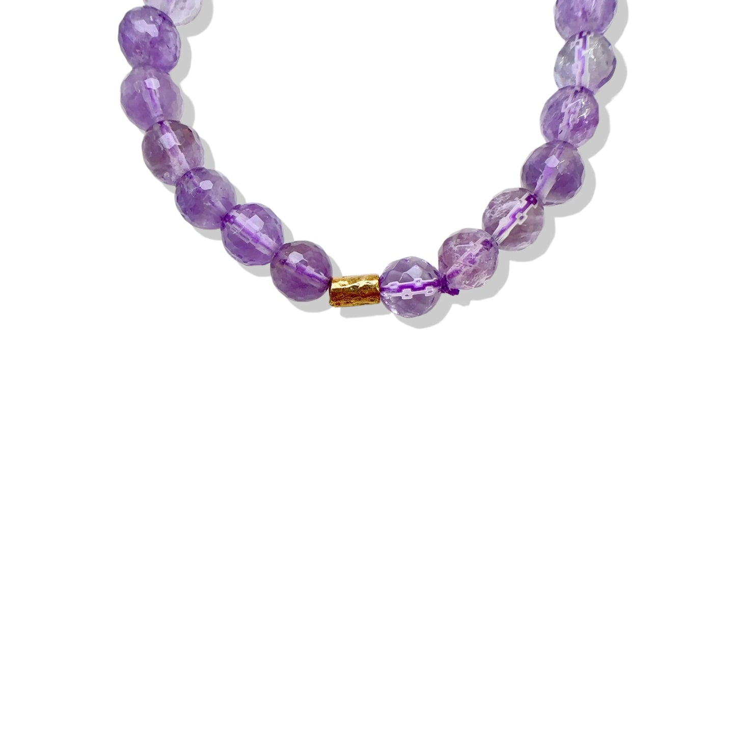 Calming Bracelet with Lavender Amethyst and Yellow Gold Bead