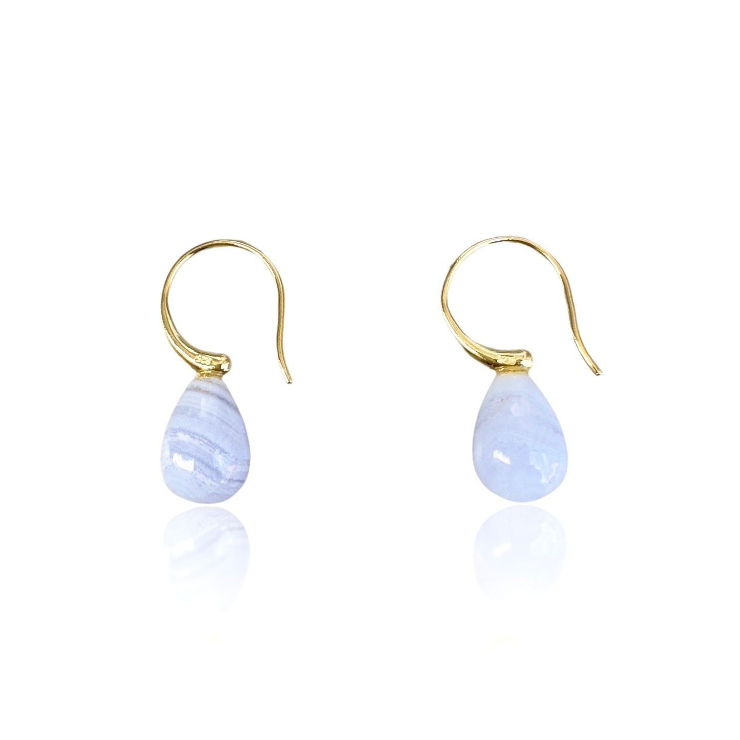 Calming Earrings with Blue Lace Agate Briolette