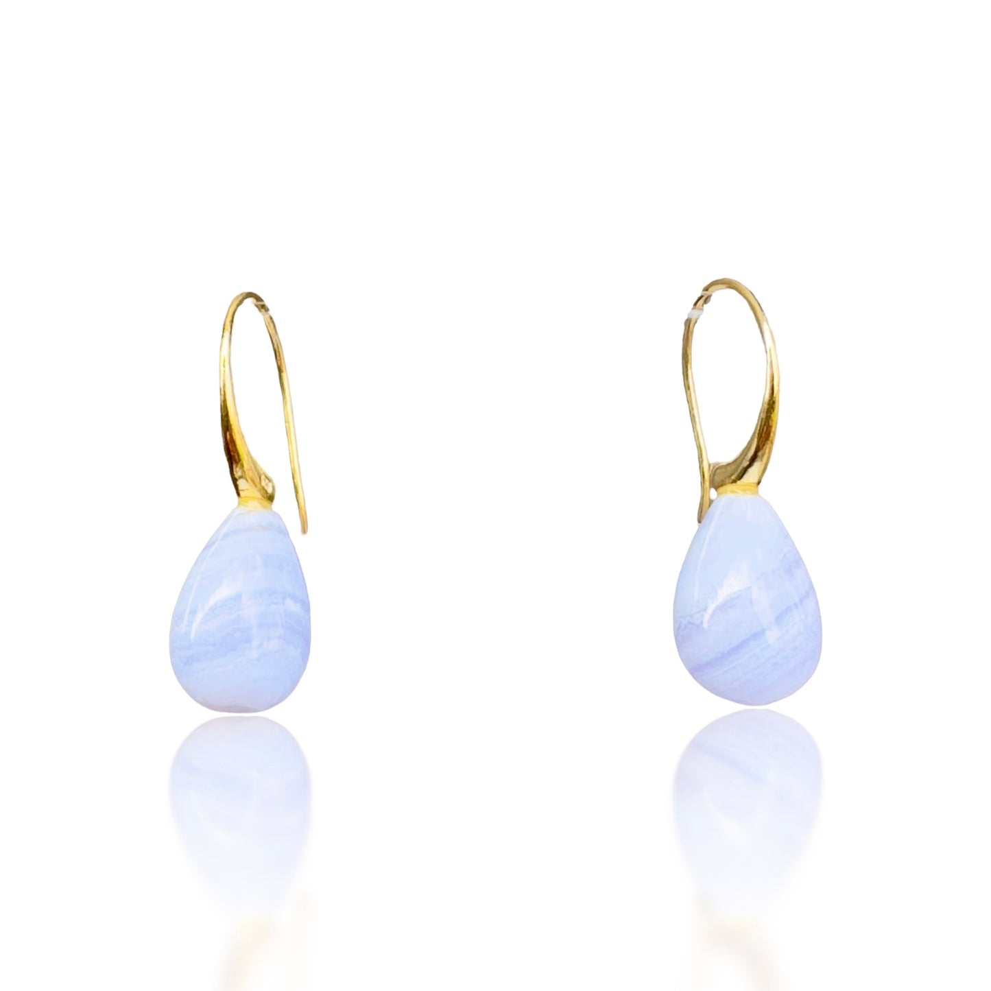 Calming Earrings with Blue Lace Agate Briolette