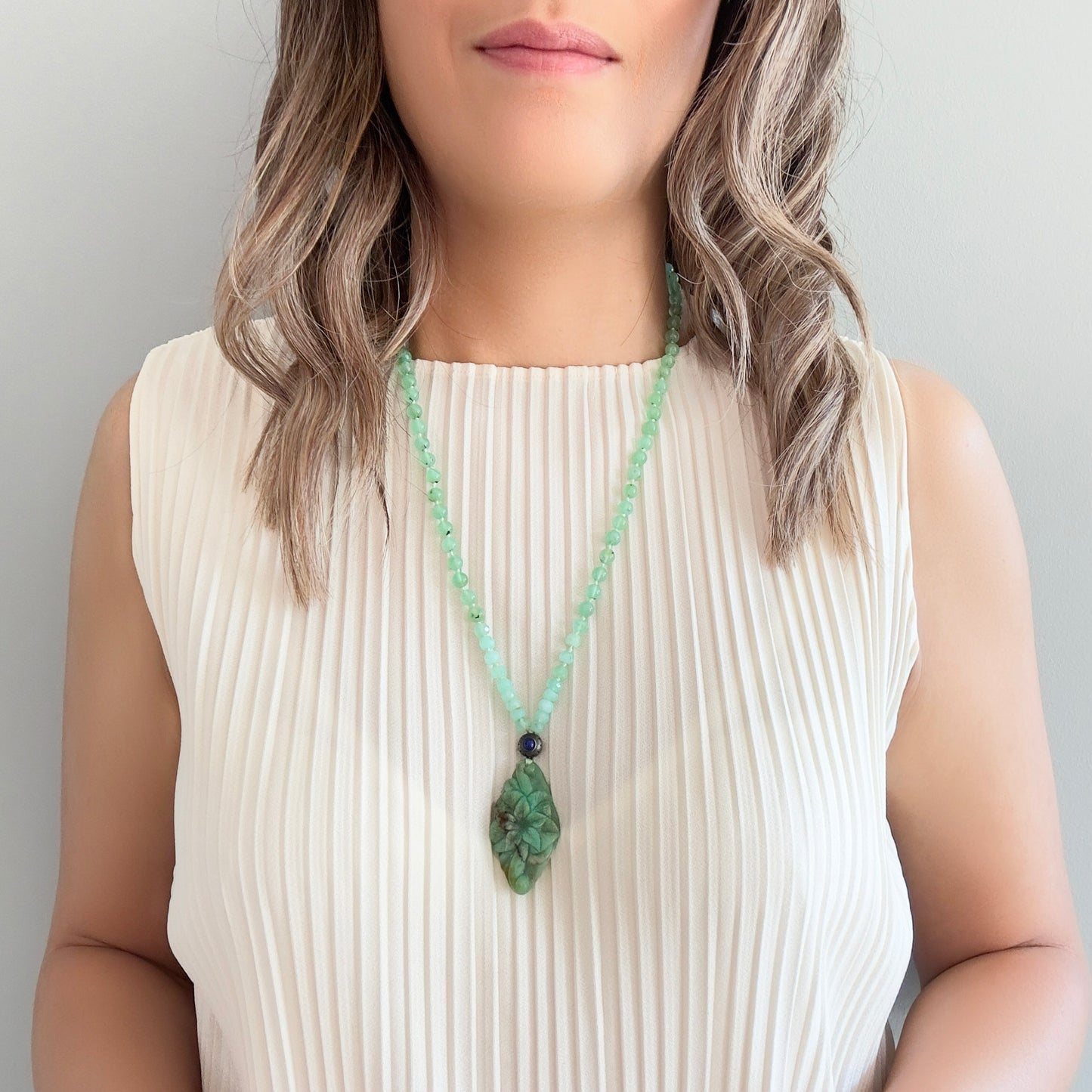 Calming Necklace with Chrysoprase and Lapis