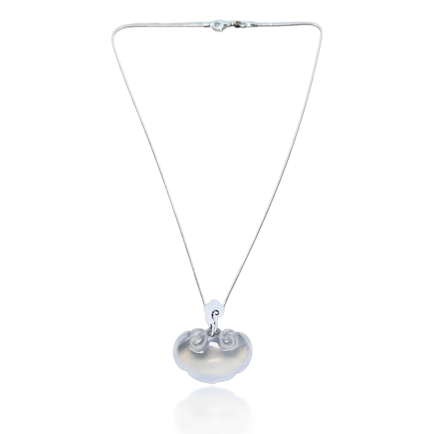 Calming Pendant with Icy Agate Cloud Somersault Carving