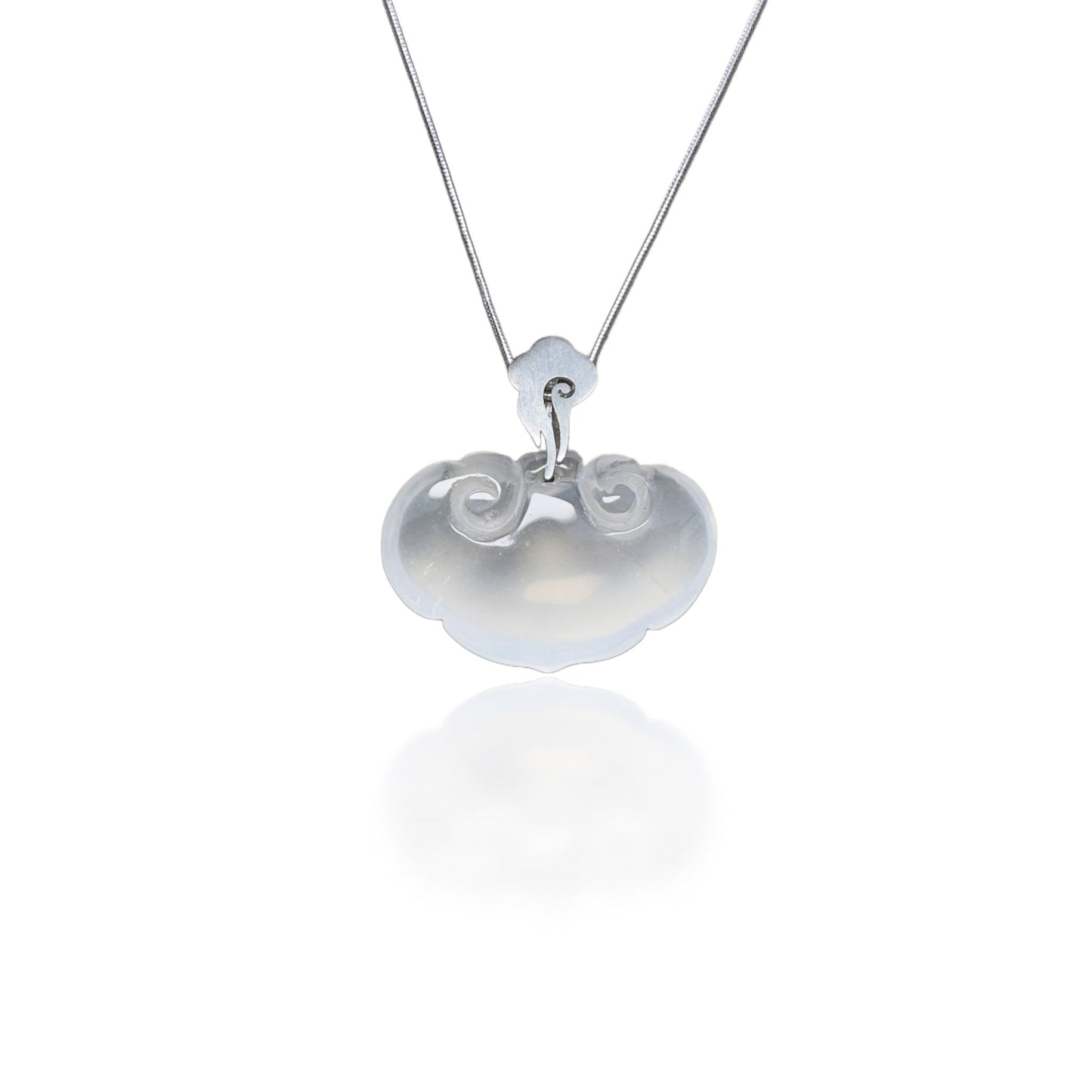 Calming Pendant with Icy Agate Cloud Somersault Carving