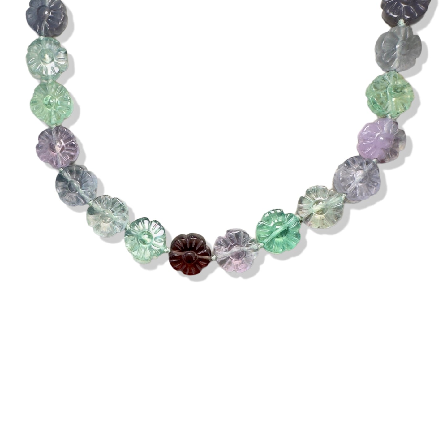 Clarity Necklace with Fluorite Flower Carving