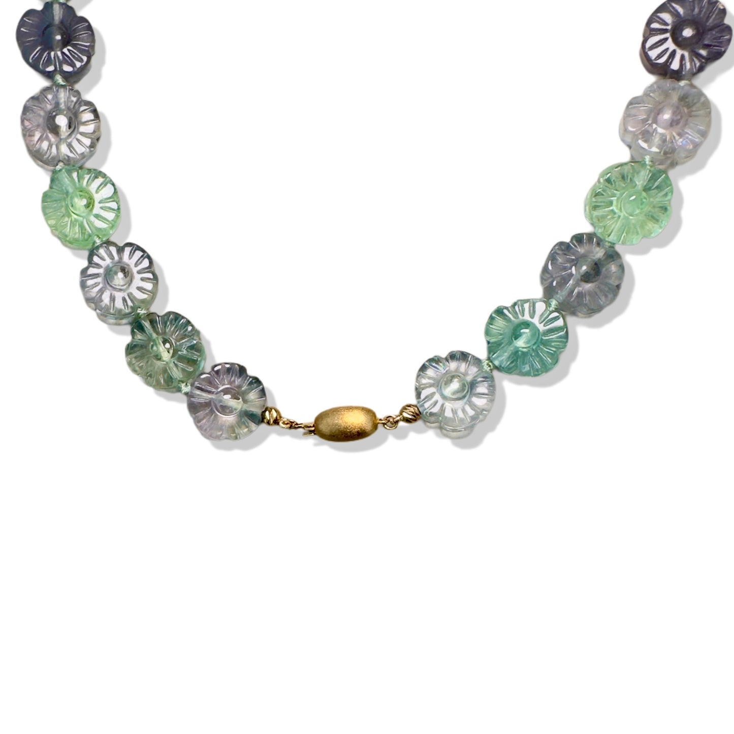 Clarity Necklace with Fluorite Flower Carving