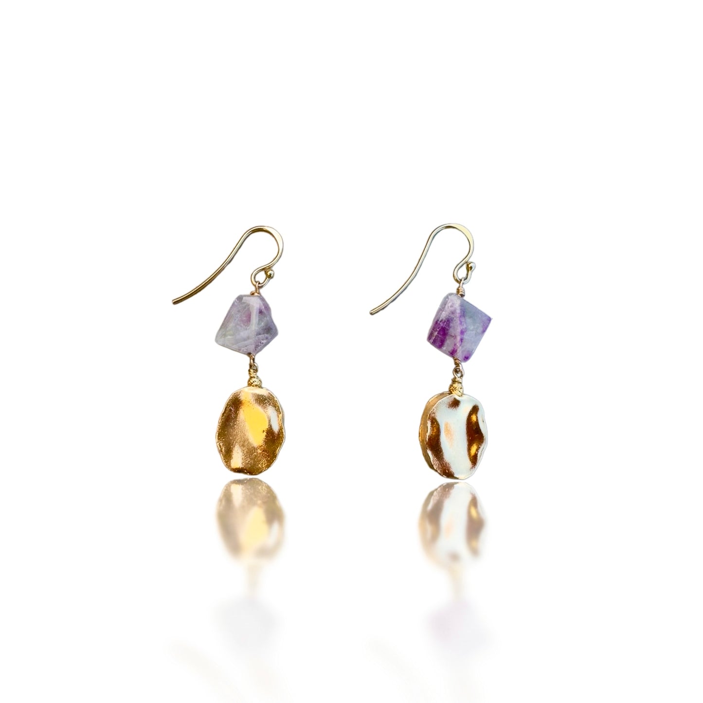 Cleansing Earrings with Fluorite and Yellow Gold