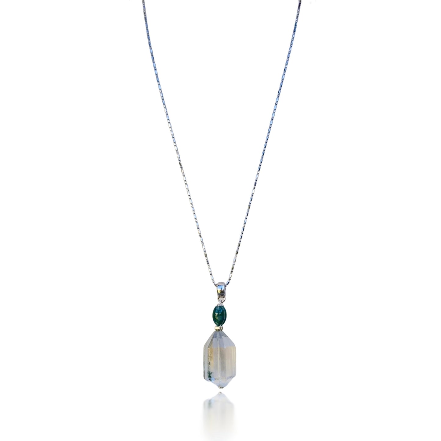 Cleansing Pendant with Green Phantom Quartz and Moss Agate