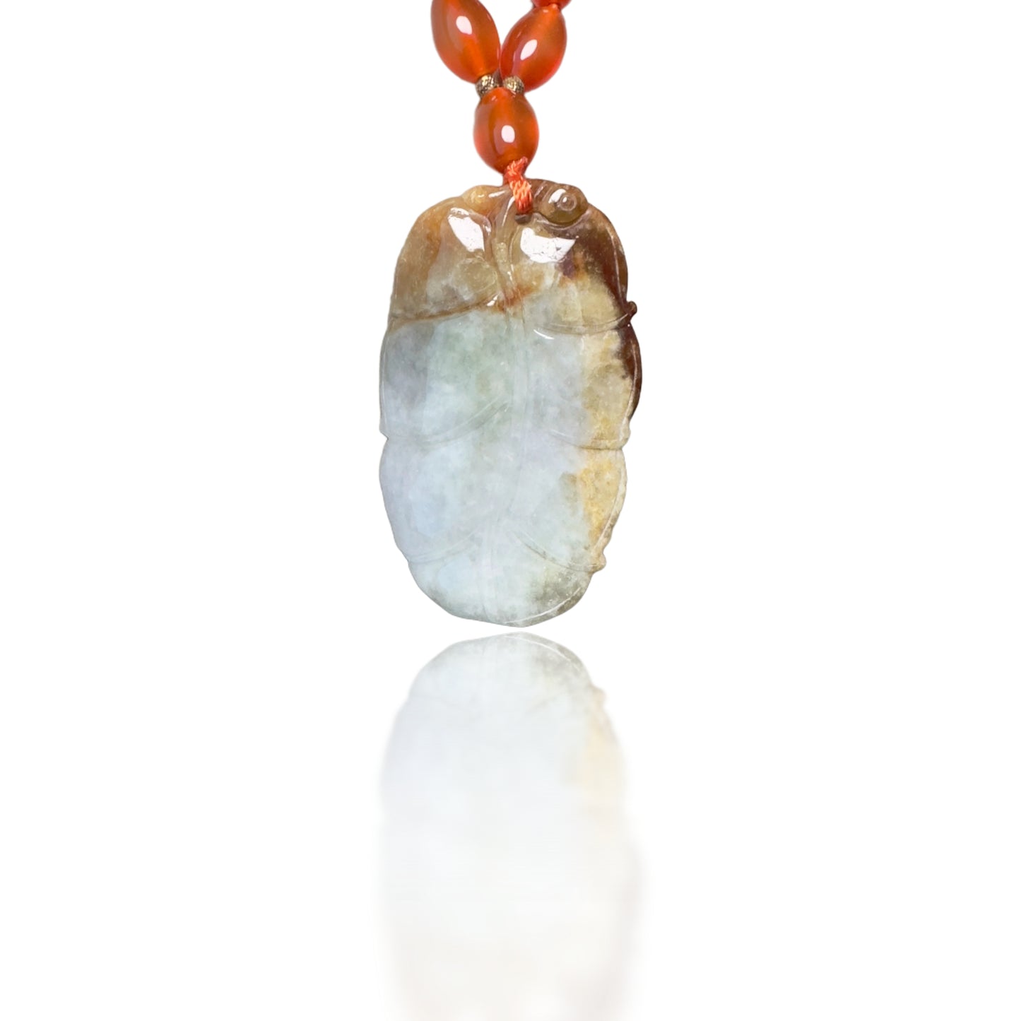 Courage Necklace with Carnelian, Lace Agate and Burma Jade Monkey Pendant