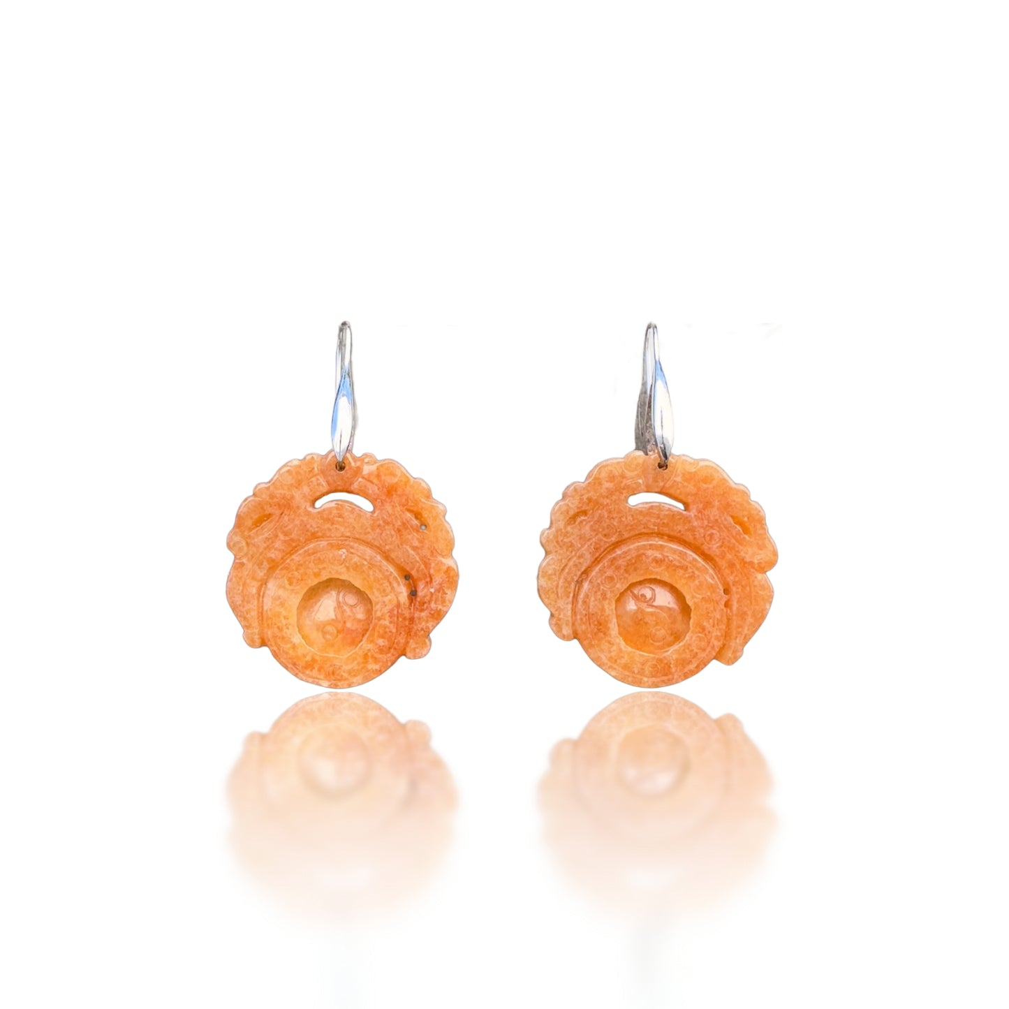 Courage Earrings with Carnelian Qilin Carving