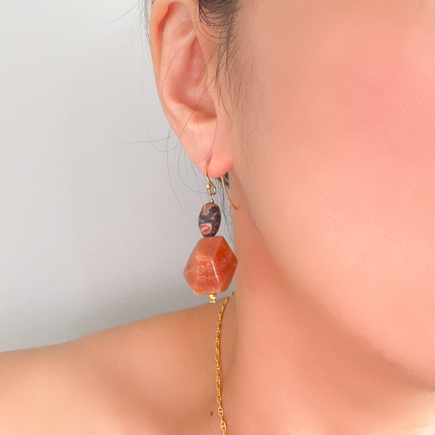 Courage Earrings with Carnelian and Picture Jasper